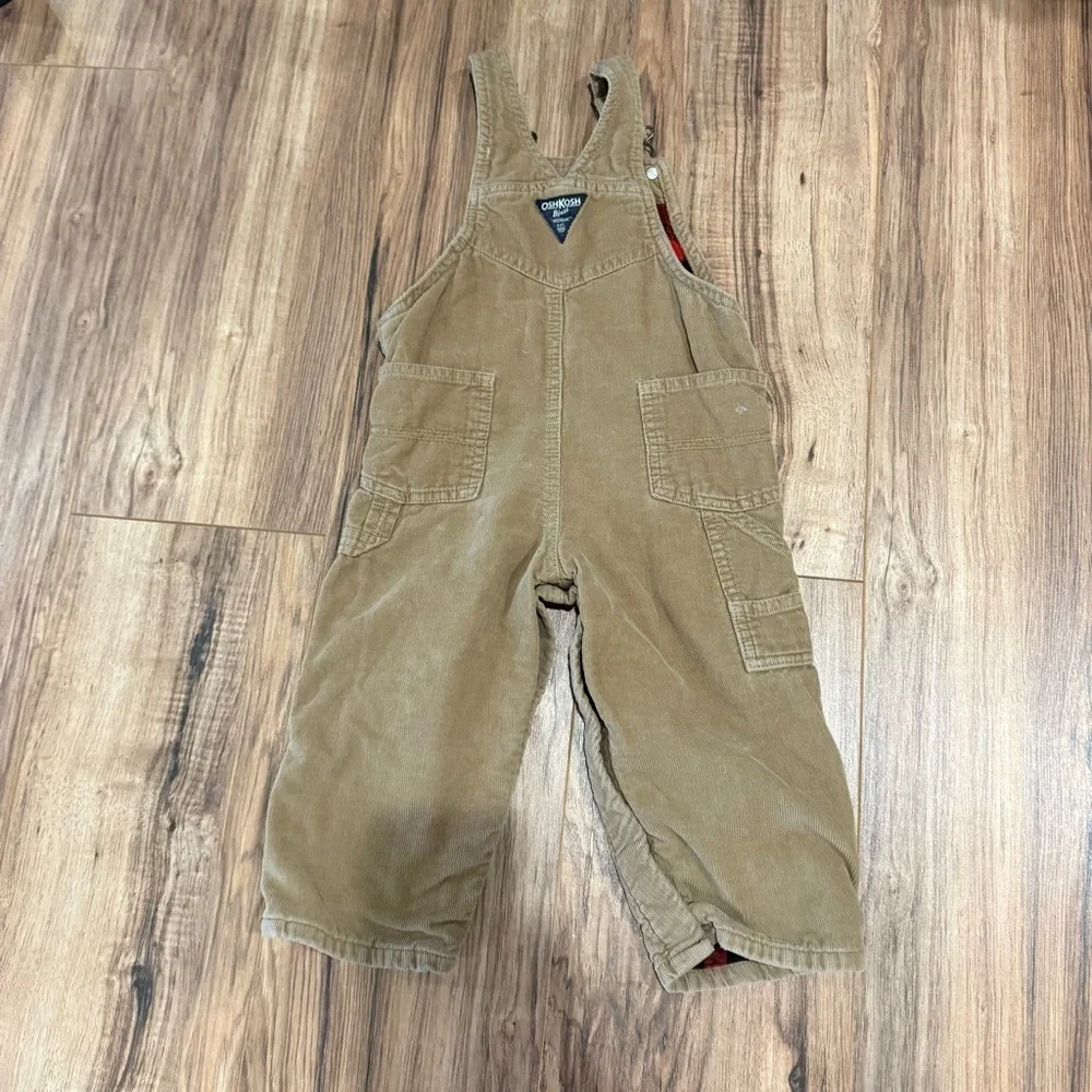 OshKosh Infant Toddler Plaid Lined Corduroy Overalls